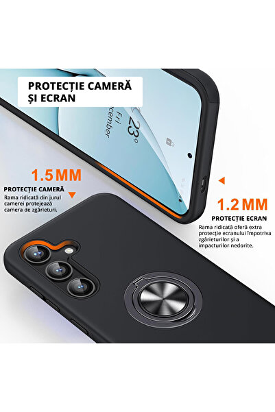 MobileSmart Case for Samsung Galaxy S25, Military Protection, 360° Kickstand Metal Ring, Shockproof, Black