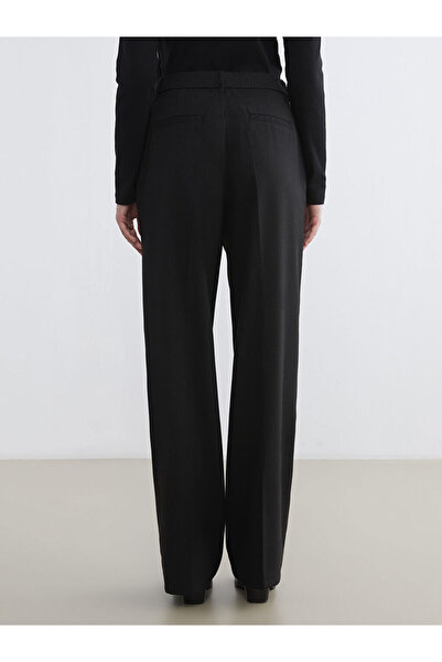 LC Waikiki Black Standard Fit Striped Women's Trousers