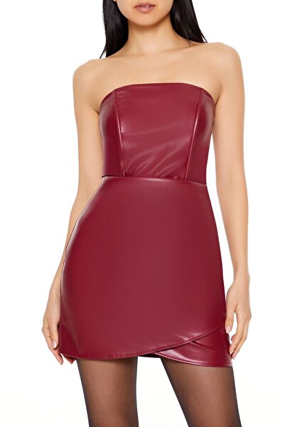 Forever 21 Suni Deri Straplez Yaka