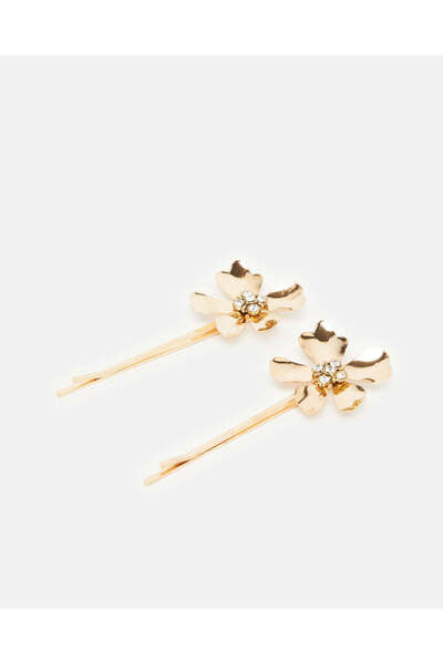 REDTAG Women Gold Embellished Hair Clip Set (2 Piece)