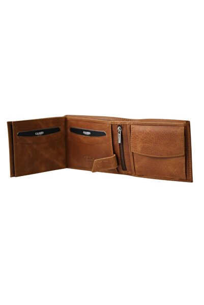 GUARD Crazy Tan Leather Men's Wallet with Coin Compartment