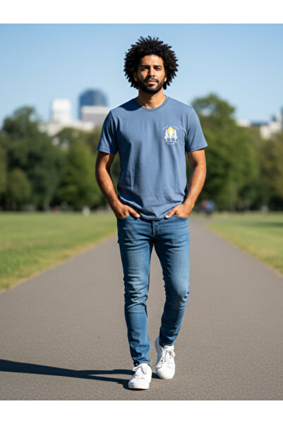 QUOS Ανδρικό μπλουζάκι με λαιμόκοψη με τύπωμα