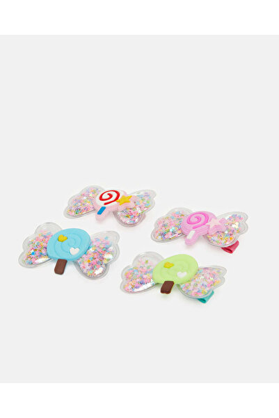 REDTAG Girls Assorted Embellished Hair Clips Set (Pack of 4)