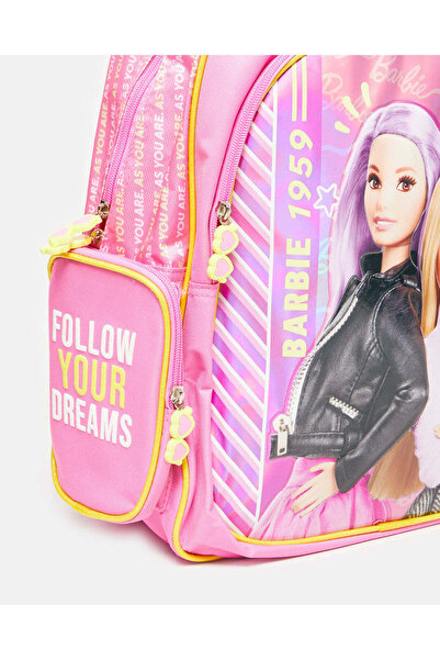 REDTAG Girls Pink Barbie School Backpack (16 Inch)