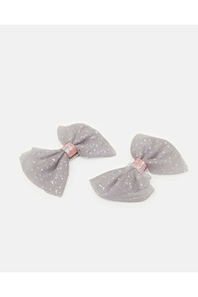 REDTAG Girls Grey Embellished Hair Clip Set (Pack of 2)