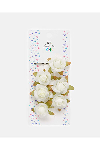 REDTAG Girls White Embellished Hair Clips Set (Pack of 6)