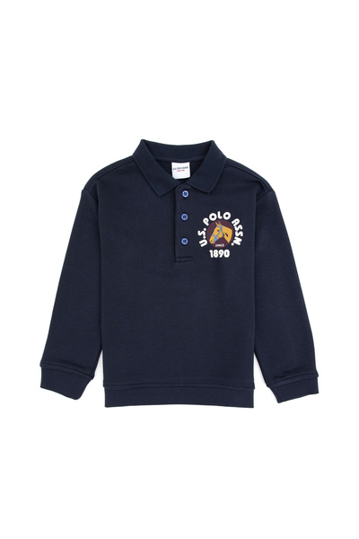 U.S. Polo Assn. Erkek Çocuk Açık Lacivert Polo Yaka Sweatshirt 50316597-VR059