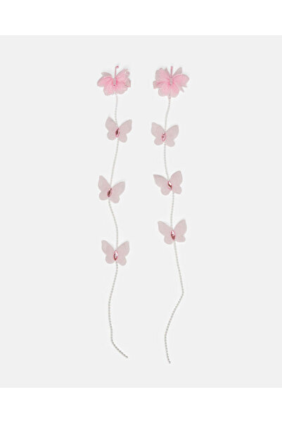 REDTAG مجموعة مشابك شعر على شكل فراشة وردية للبنات (عبوة من قطعتين)