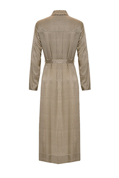 Exquise Patterned Long Sleeve Regular Woven Shirt Dress