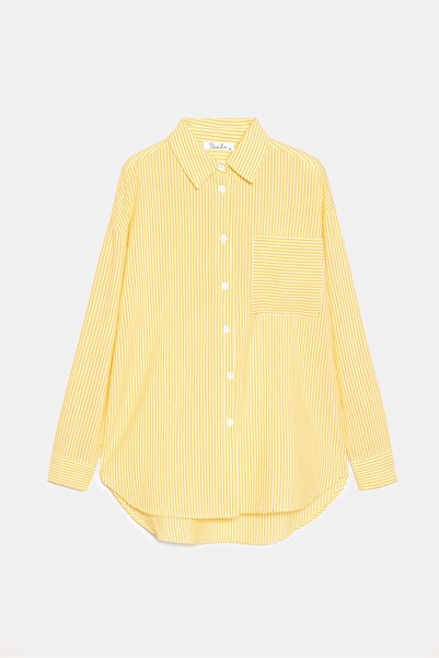 Saade Πουκάμισο με κίτρινο περιτύλιγμα με λεπτομέρεια ριγέ