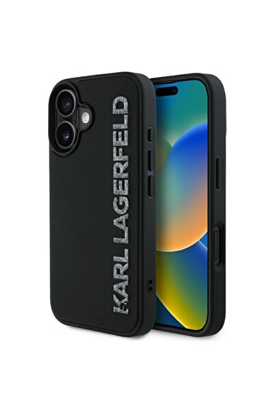 Karl Lagerfeld Θήκη για iPhone 16, Σχεδιασμός 3D, Μαύρη