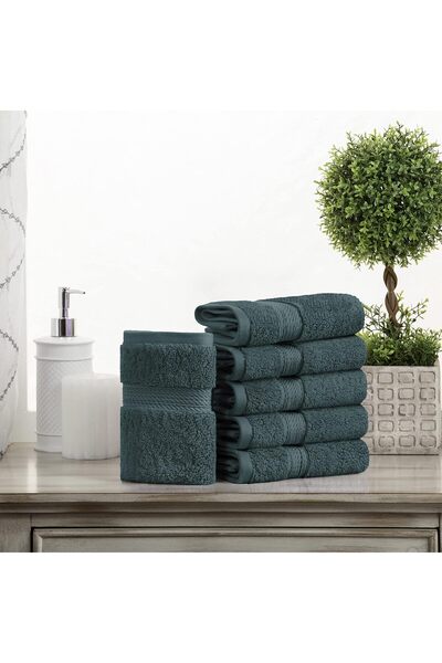 Superior Plain Egyptian Cotton Face Towel Set, 33 × 33 cm, Teal, 6 Pieces