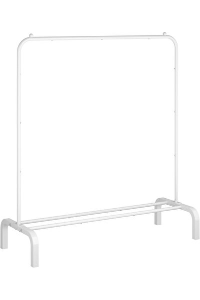Generic Metal Clothes Rack with Lower Shelf for Hanging Clothes and Coats, White Steel - Outrofort