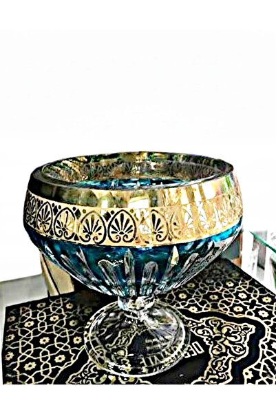 DECOSTYLE Footed Gold Gilt One Decoration Turquoise Bowl