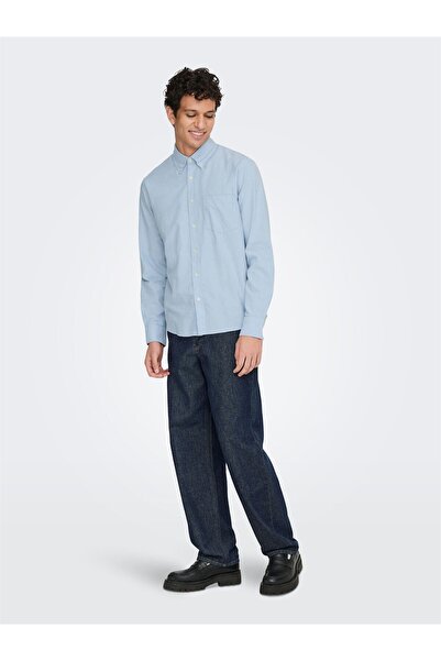Only & Sons Cămașă ONSGATON REG LS 0360 FRML Cămașă albastră pentru bărbați - 22034511