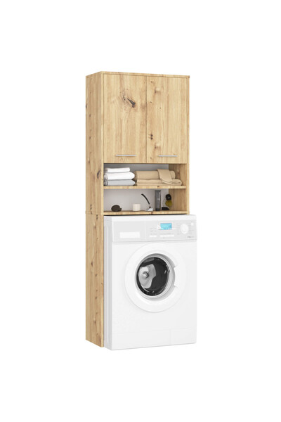 SERSIMO Tall bathroom cabinet for space above the washing machine, with doors and shelves, 64x30x180 cm