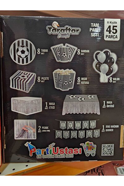 ciciki hediyelik Party Master Beşektaş Conceptual Birthday Party Set (45 Pieces)