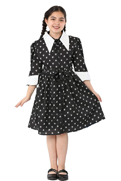 MODANINO Φόρεμα για κορίτσια με λεπτομέρεια στο γιακά και τις μανσέτες, με κο...