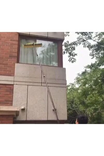 Karam 2-in-1 High Window Cleaning Tool with Squeegee and Microfiber, Extendable to 3m – 180° Flexible H