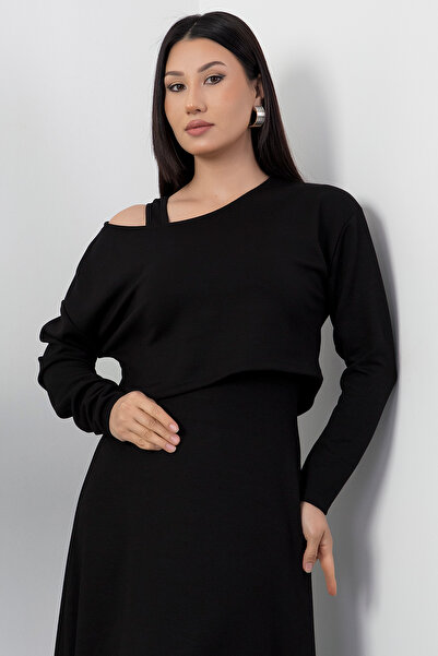 PULLIMM Strap Dress Long Sleeve Blouse Two-Piece Suit Dks1361