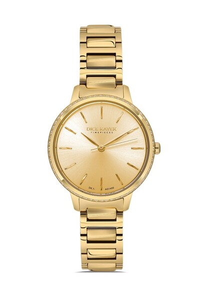Dice Kayek Dk.1.Ag1400.05 Steel Case Steel Band 5 Atm Water Resistant Gold Color Women Wristwatch