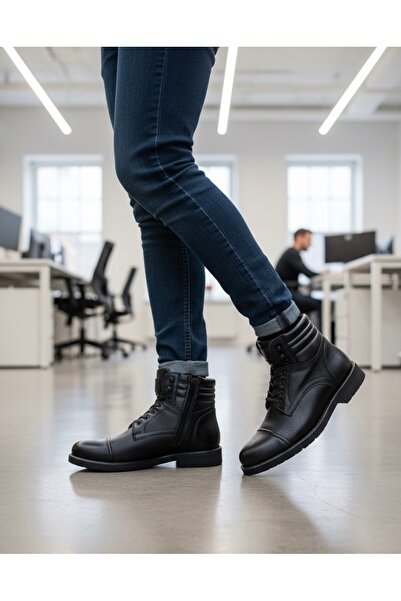 Budaks Genuine Leather Men's Boots with Fur Inside, Water, Snow, Cold Resistant, Non-Slip Thermo Rubber Sole Guaranteed