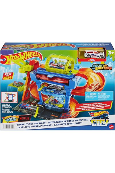 HOT WHEELS سيارة غسيل سيارات سيتي تانل تويست ومغيرات الألوان بمقياس 1:64