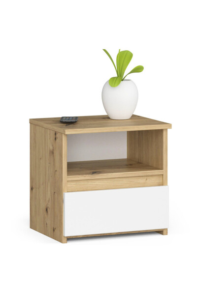 SERSIMO Noptieră cu 1 sertar, PAL laminat 16 mm, 40x35x40 cm, stejar artizana...