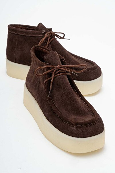 Lizy Shoes Hakiki Süet Kalın Tabanlı Kadın Bootie