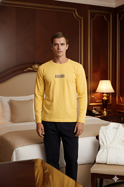 KLY 100% Cotton Luxury Design Crew Neck Men's Pajama Set