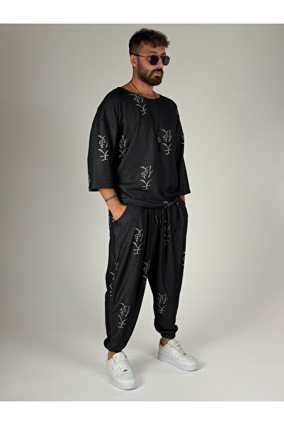 COCOPELLI Men's Chinese Patterned Fakir Sleeve Oversized T-Shirt Coc2566