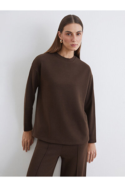 LC Waikiki Brown Crew Neck Oversized Women's T-Shirt