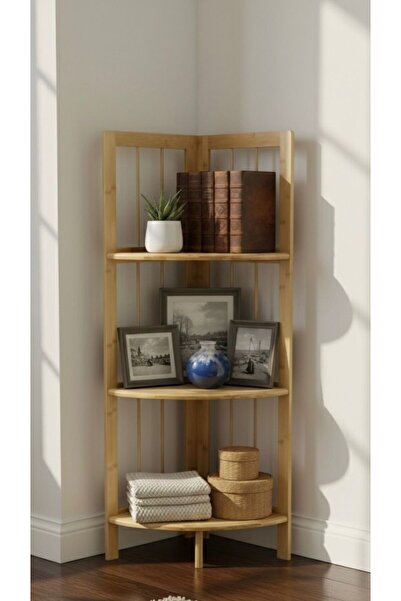 Noor رف زاوية خشبي 3 رفوف بتصميم انيق, مصنوع خشب البامبو , متعدد الاستخدامات , 30*100