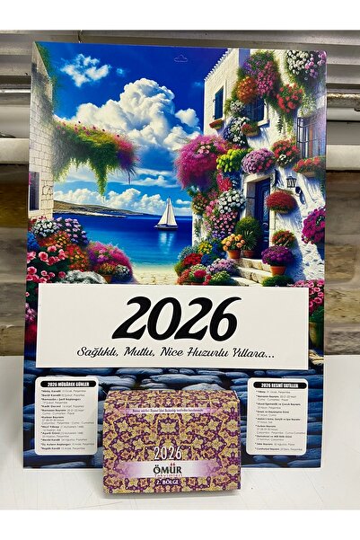 Ne Arasak Ömür Takvim Deniz Manzaralı 2.bölge 2026 Kartonlu Yapraklı Duvar Takvimi