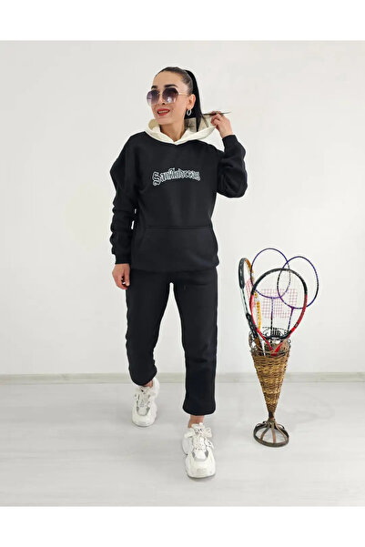 6 butik altı üstü butik Black Sanandreax Print Tracksuit Set
