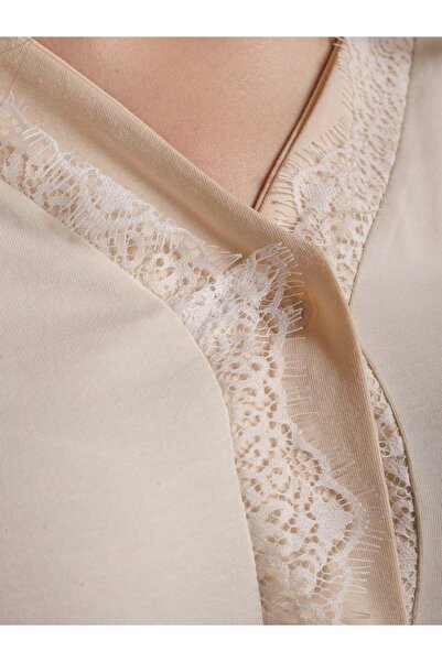 Bumbăcel Women's short, solid-color nightgown with long sleeves made of cotton