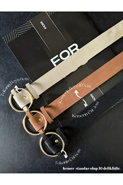 Fiori حزام نسائي من الجلد المدبوغ مكون من 3 قطع مع مشبك ذهبي، حزام للبنطلون، حزام للسترة، حزام للملابس، حزام للقميص