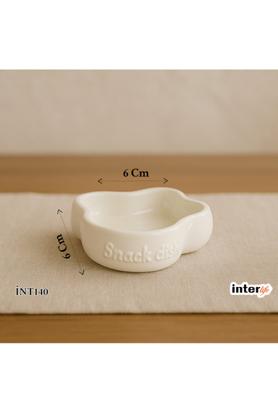 İnterlife 6lı Mini Porselen Sosluk Reçellik Sunumluk Yazılı 6x6 Cm Kare Porse...