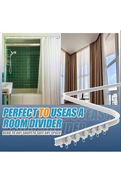 Generic 5m Bendable Ceiling-Mounted Curtain Track - Curved/Straight Set for Window & Room Divider