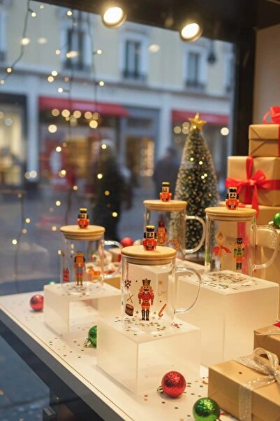 Miniso Bambu Kapaklı Cam Kupa - Kurşun Asker