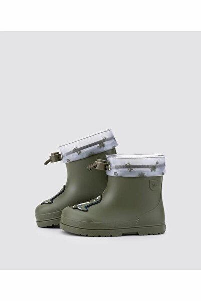 IGOR Cc336-042 Mendi Dino Borrego Khaki Boys' Rain Boots with Fur Inside