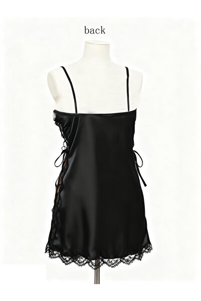 JInsh Solid Women Daily Split Side Floral Lace Comfortable Nightwear Dress Sexy Lady Sling Nightgowns