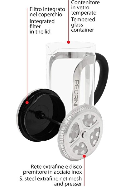Pedrini French Press Coffee Maker, 350 ml, Stainless Steel