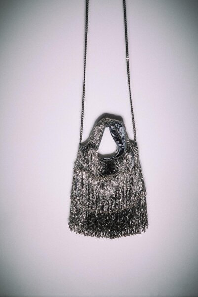 Stradivarius Fringed bag with beads