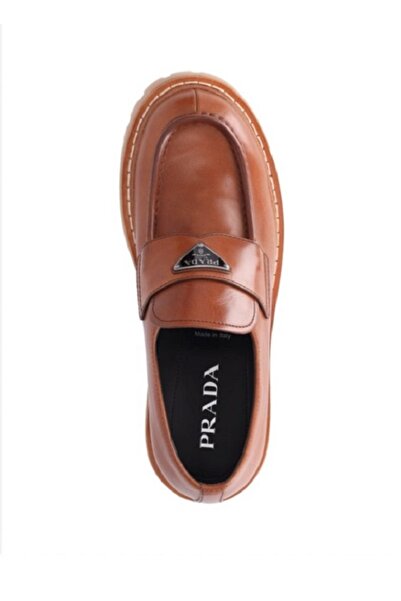 Prada Sport Leather Metal Logo Loafer