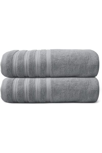 Hotel Linen Klub Bath Towels 2-Pack, 100% Ring-Spun Cotton Terry, 600 GSM, 70x140 cm, Silver