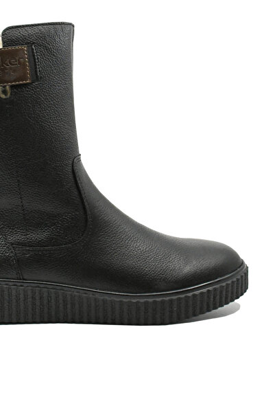 Rieker Women's Fur-Lined Black Boots, Textured Leather RIKY 4355-00