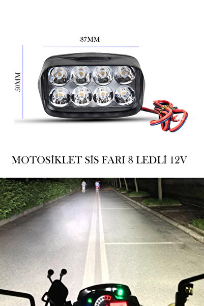 MOD10 MOTOSİKLET SİS FARI 8 LEDLİ 12V