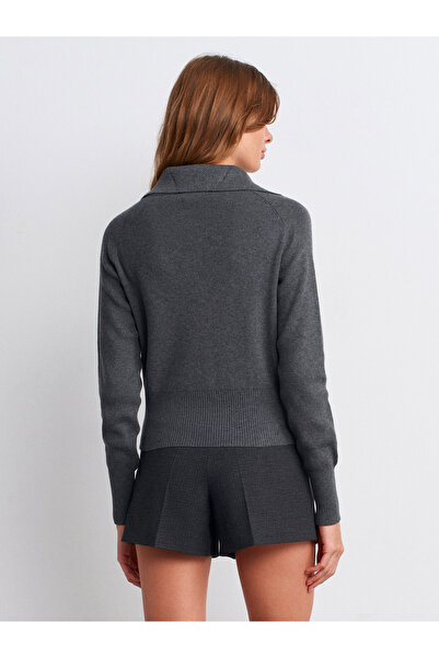 Dilvin Wool Blend Buttoned Knit Sweater