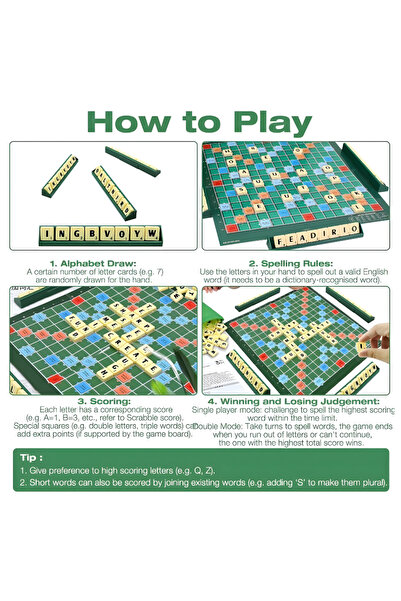 OEM Scrabble board game, 104 pieces, board 34.5x34.5cm, for 2-4 players, age 8+